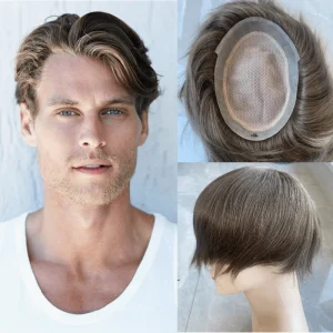 Perucas Prótese Capilar Masculina de Cabelo Humano 100% Natural Australiano com Camadas Duplas, Base em Renda e Poliuretano, Sistema Respirável para Homens | Loja dos Cabelos