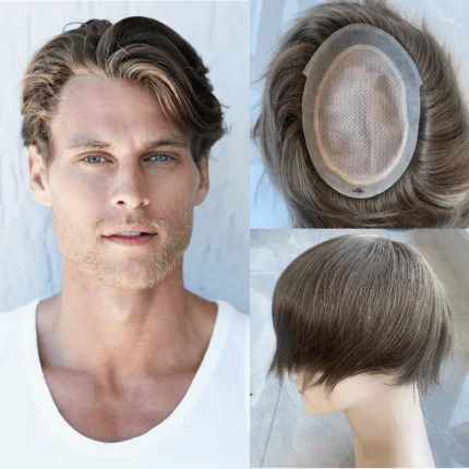 Perucas Prótese Capilar Masculina de Cabelo Humano 100% Natural Australiano com Camadas Duplas, Base em Renda e Poliuretano, Sistema Respirável para Homens | Loja dos Cabelos