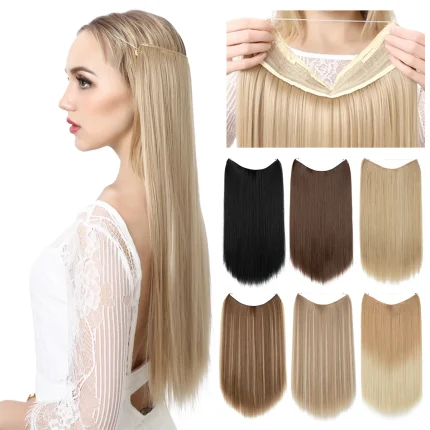 Extensões de cabelo Sintético Extensão de Cabelo Sintético Longa Lisa sem Presilha Efeito Ombré Natural Loiro para Mulher | Loja dos Cabelos