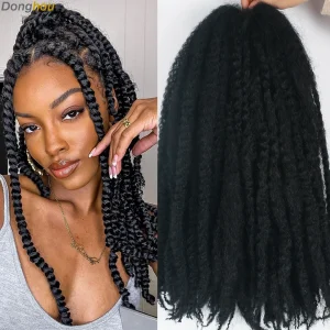 Extensões de cabelo Sintético Cabelo Sintético Marley Twist 18 Polegadas para Tranças Afro e Faux Locs – Kit com 1 a 6 Pacotes | Loja dos Cabelos
