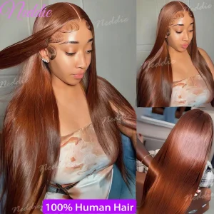 Perucas Peruca Frontal de Cabelo Humano Brasileiro Liso Chocolate Castanho com Lace Front 13×6 e 13×4 para Mulher 30 a 32 Polegadas | Loja dos Cabelos
