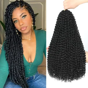 Extensões de cabelo Sintético Cabelo Sintético Passion Twist 18 Polegadas Water Wave para Crochet Braids, Tranças Boho, Faux Locs e Estilo Borboleta (8 Pacotes) | Loja dos Cabelos