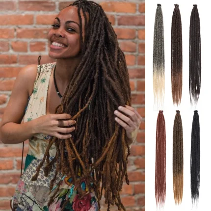 Extensões de cabelo Sintético Peruca Feminina de Dreadlock Sintético Crochê, Estilo Reggae Hippie, Locs Ombre, 10 Fios | Loja dos Cabelos