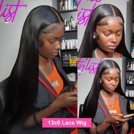 Perucas Peruca Lace Frontal HD Lisa 13×6 em Cabelo Humano Natural 220% de Densidade Sem Cola | Loja dos Cabelos