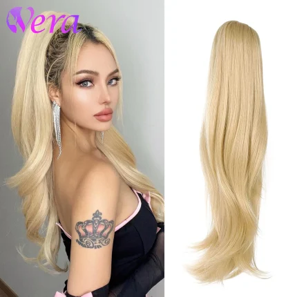 Rabo de Cavalo Extensão de Rabo de Cavalo em Cabelo Humano Remy 100g Loira #613 Longa e Lisa com Cordão | Loja dos Cabelos
