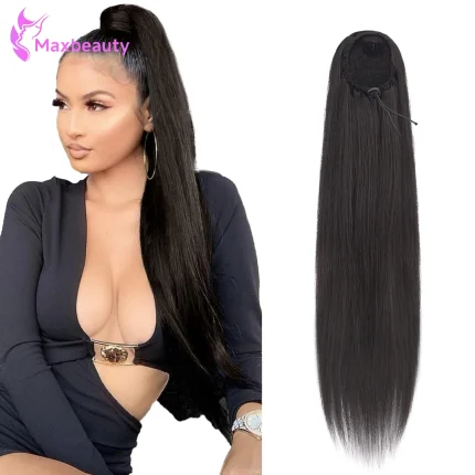 Rabo de Cavalo Rabo de Cavalo Liso 26 Polegadas com Cordão e Clipe – Extensão de Cabelo Humano Remy Brasileiro, Cor Natural | Loja dos Cabelos