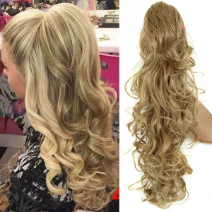 Rabo de Cavalo Rabo de Cavalo Sintético Ondulado com Garra – Aplique Feminino Marrom com Mechas Loiro, Estilo Encaracolado Natural | Loja dos Cabelos