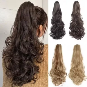 Rabo de Cavalo Extensão de Rabo de Cavalo Longo Ondulado com Garra e Clipe – Cabelo Sintético Marrom Resistente ao Calor para Mulheres | Loja dos Cabelos
