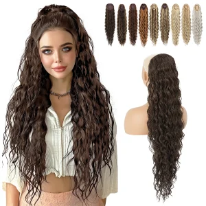 Rabo de Cavalo Extensão de Cabelo Rabo de Cavalo Ondulado 32 Polegadas com Cordão e Presilhas – Fibra Sintética para Todos os Tipos de Cabelo Feminino | Loja dos Cabelos