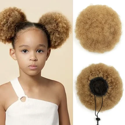 Extensões de cabelo Natural Aplique Afro Kinky Puff 100% Cabelo Humano com Clipe e Cordão 4 a 8 Polegadas – Extensão para Coque Alto e Penteados Afro | Loja dos Cabelos