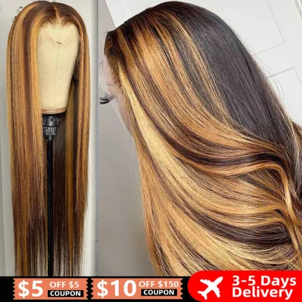 Perucas Peruca Front Lace HD 13×6 em Cabelo Humano Loiro Mel – Linha Reta Natural para Mulheres | Loja dos Cabelos