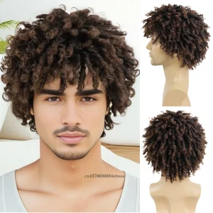 Perucas Peruca Masculina Sintética Ombre Marrom com Dreadlocks Trançados e Franja – Estilo Diário, Festa e Cosplay | Loja dos Cabelos