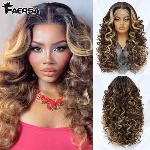 Perucas Peruca Sintética Lace Front HD 13×6 Encaracolada com Franja e Baby Hair – Efeito Natural para Mulheres | Loja dos Cabelos