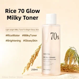 Cosméticos e outros produtos de beleza Tônico Facial Leitoso com 70% Água de Arroz e Niacinamida – Hidratante, Iluminador e Redutor de Poros para Pele com Acne, Skincare Coreano | Loja dos Cabelos