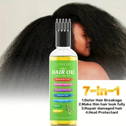 Cosméticos e outros produtos de beleza Óleo Capilar 7 em 1 com Alecrim, Batana, Queratina, Biotina e Óleo de Rícino – Crescimento, Força e Nutrição para Todos os Tipos de Cabelo | Loja dos Cabelos