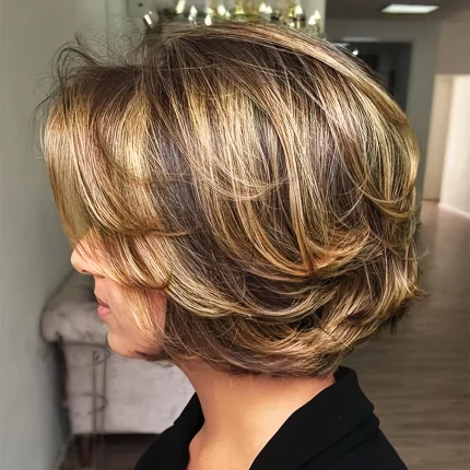 Perucas Peruca Bob Curta Lisa de Cabelo Humano 180% Densidade com Frontal Lace 13×4 Respirável Premium Cor Highlight Piano | Loja dos Cabelos