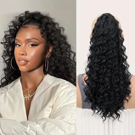 Rabo de Cavalo Extensão de Rabo de Cavalo Afro Curto com Cachos Profundos – Cabelo Sintético Volumoso para Mulheres Negras | Loja dos Cabelos
