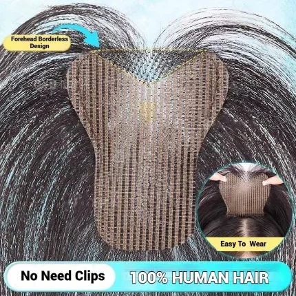 Perucas Topper Capilar em Cabelo Humano Natural com Design Sem Borda e Franja – Cobertura para Queda de Cabelo sem Presilhas | Loja dos Cabelos