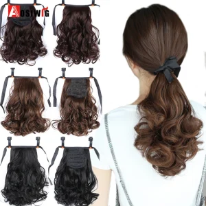 Rabo de Cavalo Extensão de Cabelo Curto Cacheado para Rabo de Cavalo com Clipe e Cordão – Fibra Sintética Resistente ao Calor, Efeito Natural Feminino | Loja dos Cabelos
