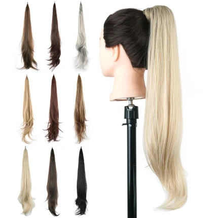 Extensões de cabelo Sintético Extensão de Cabelo Sintético Loiro em Rabo de Cavalo Longo em Camadas Flexível Postiço | Loja dos Cabelos
