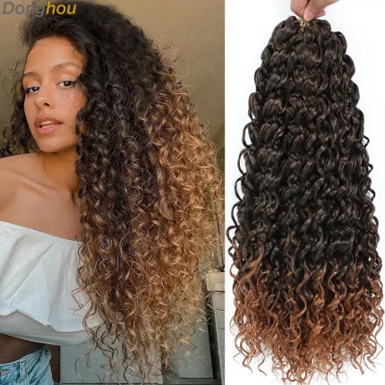 Extensões de cabelo Natural Cabelo para Crochê Ondulado Praia 18 Polegadas Ombré (Marrom, Loiro, Borgonha e Ruivo) para Tranças e Mega Hair | Loja dos Cabelos