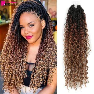 Extensões de cabelo Sintético Cabelo Sintético para Crochê Deusa Faux Locs – Tranças Ombre com Pontas Cacheadas, Estilo Rio Locs para Extensão Capilar | Loja dos Cabelos