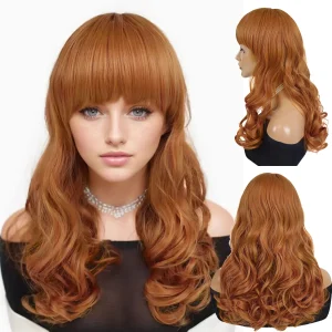 Perucas Peruca Sintética Longa Ondulada e Encaracolada Ruiva (Gengibre) para Mulheres Cor Laranja para Cosplay, Fantasia e Halloween | Loja dos Cabelos
