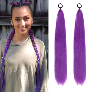 Rabo de Cavalo Extensão de Rabo de Cavalo Trançado com Elástico 20 Polegadas Cabelo Sintético Liso Natural | Loja dos Cabelos