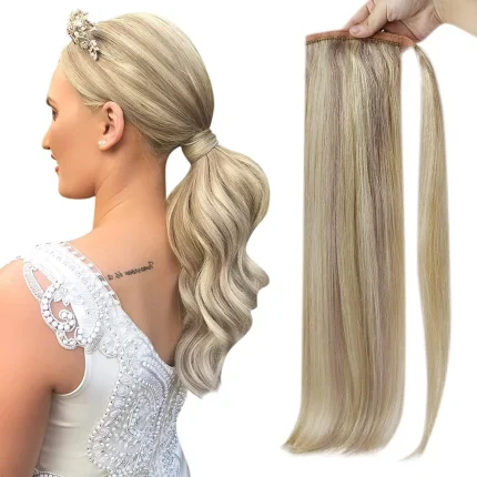 Rabo de Cavalo Extensão de Rabo de Cavalo com Clipe em Cabelo Humano Loiro Platinado – Aplique Volumoso e Natural | Loja dos Cabelos