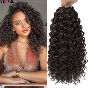 Extensões de cabelo Sintético Cabelo Sintético para Trança Crochet Cacheado 14 Polegadas Estilo Onda Profunda ou Onda Molhada para Mulheres Negras | Loja dos Cabelos
