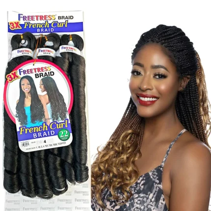 Extensões de cabelo Sintético Cabelo Sintético para Trança Estilo Francês Encaracolado e Ondulado – Extensão em Pacotes Soltos 22″ com 3 Unidades | Loja dos Cabelos