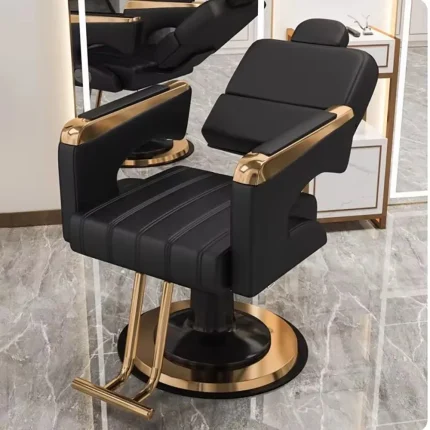 Mobiliário Cabelereiro Cadeira de Barbeiro Profissional Hidráulica Reclinável com Apoio para Pernas Design Clássico Luxo para Salão de Beleza | Loja dos Cabelos