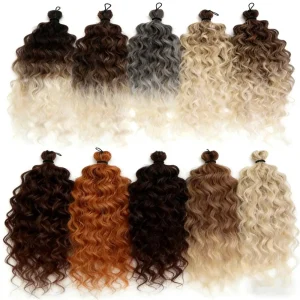 Extensões de cabelo Sintético Cabelo Sintético para Trança Crochê Onda Profunda Ombre 22 Polegadas, Estilo Cachos Onda d’Água Jessica Ariel | Loja dos Cabelos