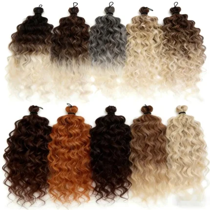 Extensões de cabelo Sintético Cabelo Sintético para Trança Crochê Onda Profunda Ombre 22 Polegadas, Estilo Cachos Onda d’Água Jessica Ariel | Loja dos Cabelos