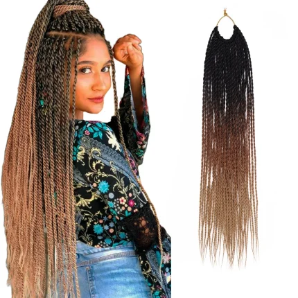 Extensões de cabelo Sintético Cabelo Sintético para Trança Crochê Senegalês Pré-Torcido com Loop, 35 Fios por Pacote, 18 Polegadas | Loja dos Cabelos