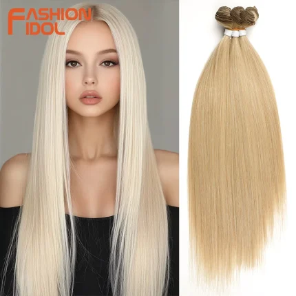 Extensões de cabelo Sintético Cabelo Sintético Liso Yaki Ombre Loiro para Alongamento 300g (6 Peças) 20, 22 e 24 Polegadas – FASHION IDOL | Loja dos Cabelos
