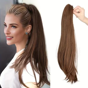 Rabo de Cavalo Extensão de Rabo de Cavalo com Garra 16″ ou 20″ – Cabelo Sintético Feminino Levemente Ondulado com Clipe para Mulheres | Loja dos Cabelos