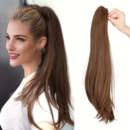 Rabo de Cavalo Extensão de Rabo de Cavalo com Garra 16″ ou 20″ – Cabelo Sintético Feminino Levemente Ondulado com Clipe para Mulheres | Loja dos Cabelos