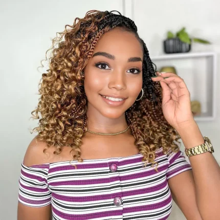 Extensões de cabelo Sintético Kit com 8 Pacotes de Tranças Crochet Boho com Pontas Encaracoladas – Cabelo Sintético para Tranças Estilo Deusa Boêmia | Loja dos Cabelos