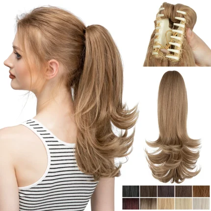 Rabo de Cavalo Extensão de Rabo de Cavalo com Garra 14 Polegadas Ondulado Loiro – Aplique de Cabelo Sintético Feminino para Uso Diário | Loja dos Cabelos