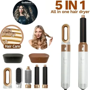 Cosméticos e outros produtos de beleza Modelador de Cabelo 5 em 1 com Secador e Pente Quente, Kit Profissional de Styling Compatível com Dyson Airwrap | Loja dos Cabelos