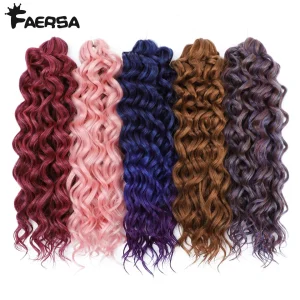 Extensões de cabelo Sintético Cabelo Crochê Afro Ondulado Profundo com Cachos Estilo Água – Tranças Sintéticas 18 a 24 Polegadas para Mulheres | Loja dos Cabelos