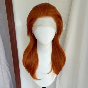 Perucas Peruca Sintética Laranja Escuro 13×4 com Tela Frontal, Curta na Altura dos Ombros, Cacheada em Camadas, Estilo Cosplay, Aplicação sem Cola | Loja dos Cabelos