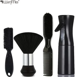 Cosméticos e outros produtos de beleza Kit de Barbeiro Profissional com 4 Peças: Escova de Cabelo e Barba, Pente Modelador e Borrifador de Água para Estilo | Loja dos Cabelos