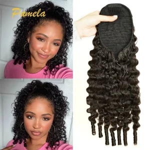 Rabo de Cavalo Extensão de Rabo de Cavalo Cacheado Birmanês em Cabelo Humano Natural com Cordão – Aplique Feminino com Cachos Espirais | Loja dos Cabelos