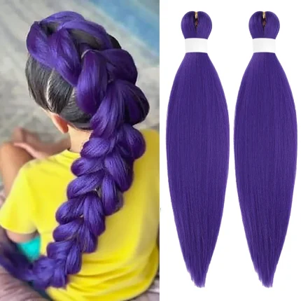 Rabo de Cavalo Extensão de Rabo de Cavalo Trançado Roxo Sintético com Presilhas, 61–66 cm (24–26″), Aplique de Cabelo para Meninas e Cosplay | Loja dos Cabelos