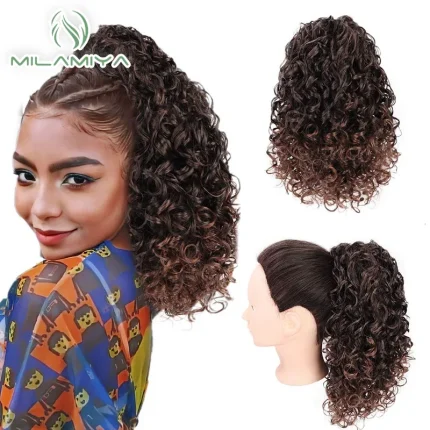 Rabo de Cavalo Extensão de Rabo de Cavalo Afro Kinky Cacheado em Cabelo Humano Remy Natural 10–28 Polegadas com Presilha para Aplique Feminino | Loja dos Cabelos