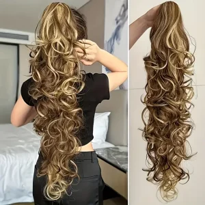 Rabo de Cavalo Extensão de Rabo de Cavalo 30 Polegadas Ondulada e Cacheada com Garra – Cabelo Sintético Resistente ao Calor para Uso Diário Feminino | Loja dos Cabelos