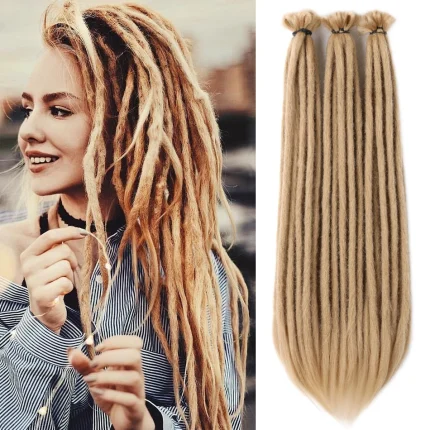 Extensões de cabelo Sintético Extensão de Dreadlocks Sintéticos 20 Polegadas em Crochê Artesanal – Kit com 10 Fios Macios para Trança, Loiro, para Mulheres e Meninas | Loja dos Cabelos