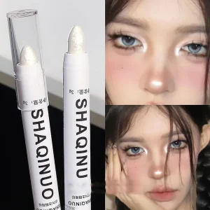 Cosméticos e outros produtos de beleza Sombra Fosca em Bastão Branco com Delineador Brilhante e Caneta Iluminadora Prateada | Loja dos Cabelos